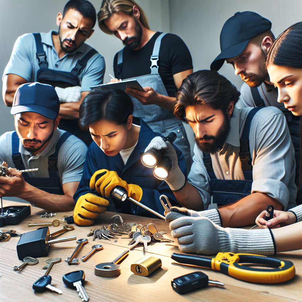 תמונה של צוות המנעולנים של החברה בעבודתם בשטח.