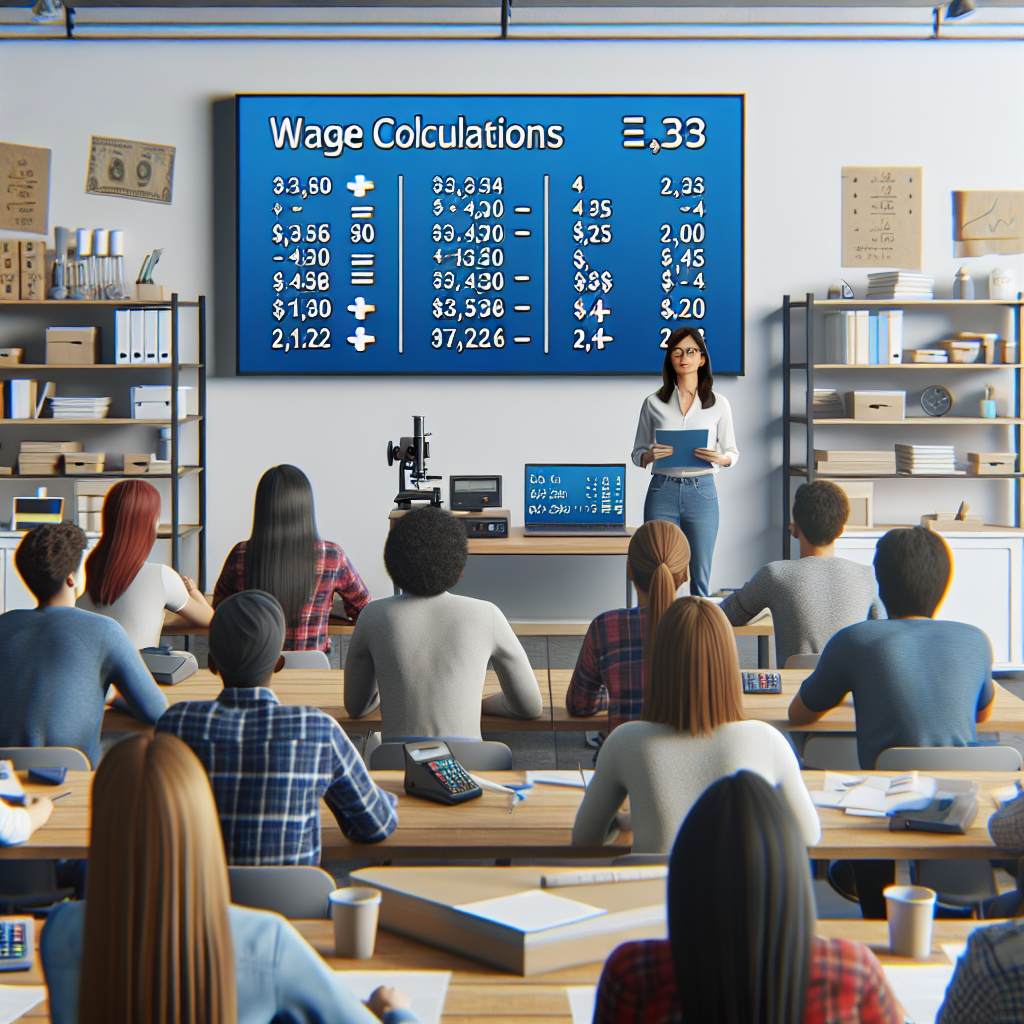 תמונה של כיתה לימודית עם מרצה ומצגות בנושא חשבות שכר.